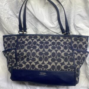 Coach Blue and Gray Signature Tote